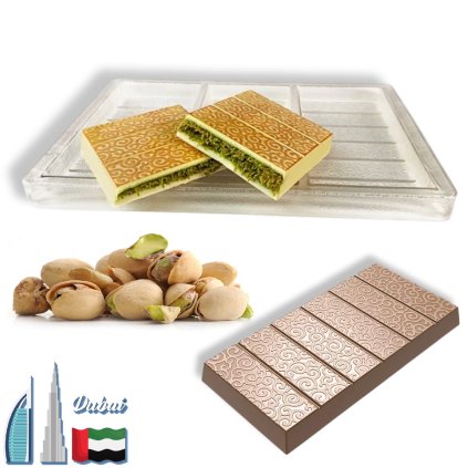 Polykarbonátová forma na hladké čokoládové tabulky Dubaj