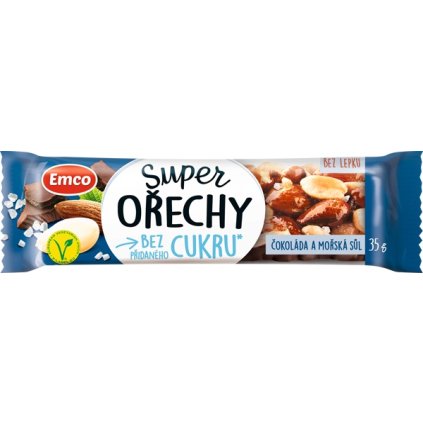 Emco Tyčinka Super ořechy Čokoláda a mořská sůl bez lepku 35 g