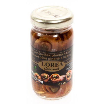 LOREA Ančovičky v oleji očka plněná kapary 95 g