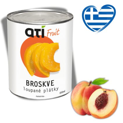 Řecké broskve, PLÁTKY - kompot ve sladkém nálevu 825ml