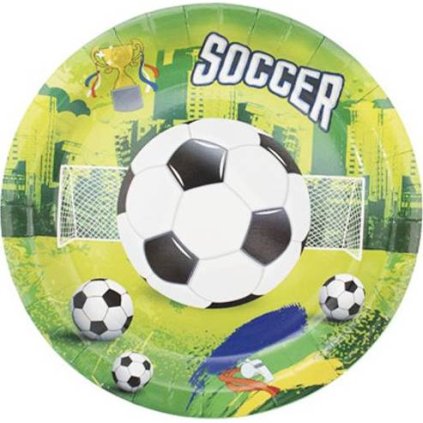 Papírový talíř fotbal 23cm 10ks - Cakesicq  | Cukrářské potřeby