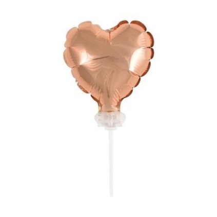 OZDOBA NA DORT nafukovací srdce rose gold - 8 cm  /BP