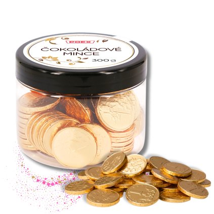 Čokoládové mince v dóze 300g - vzor 1 Kč