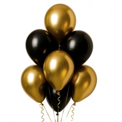 0033389 balonkovy buket cerno zlaty 7 ks 30 cm 600