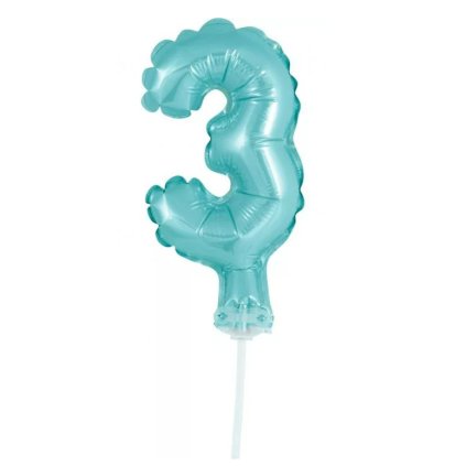 ČÍSLICE NA DORT nafukovací - 3 modrá, 13cm
