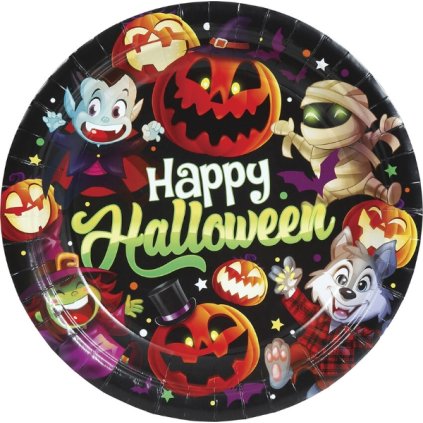 0033418 papirove talire happy halloween 23 cm 6 ks 600
