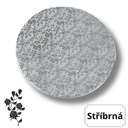 Dortová podložka stříbrná - 25 cm, výška 12 mm