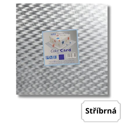 Dortová podložka stříbrná - čtverec 28 x 28 cm, výška 3 mm