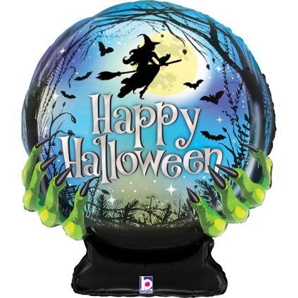 0033665 foliovy balonek happy halloween koule s carodejnici 69 cm 600