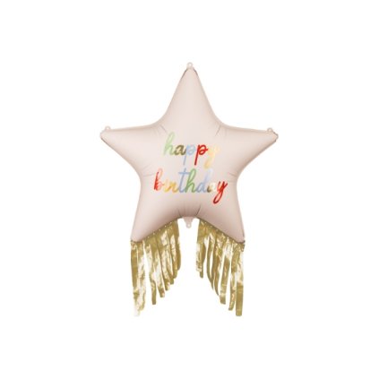 0033815 foliovy balonek hvezda happy birthday se strapci 72 cm mix barev 600