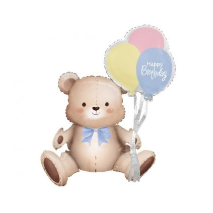 0030150 foliovy balonek medvidek s balonky happy birthday 76 x 41 cm 600