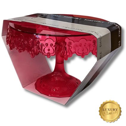 Luxusní stojan na dort - červený, 23 cm