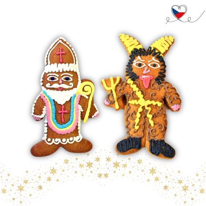 Mikuláš a Čert - Zdobený medový perník - 2 ks