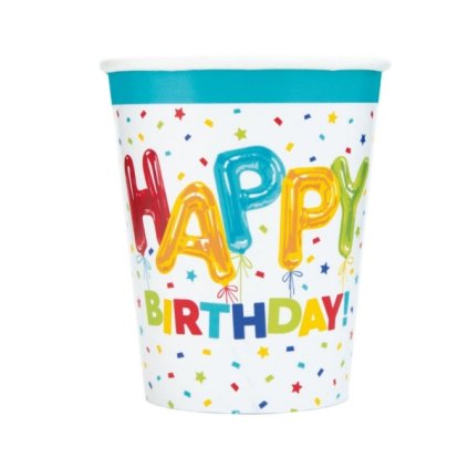 0032266 papirove kelimky happy birthday s balonky 266 ml 8 ks 600