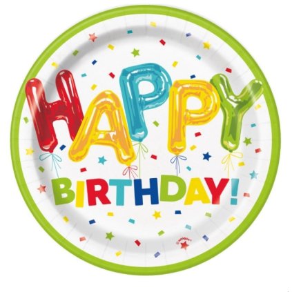 0032264 papirove talirky happy birthday s balonky 18 cm 8 ks 600