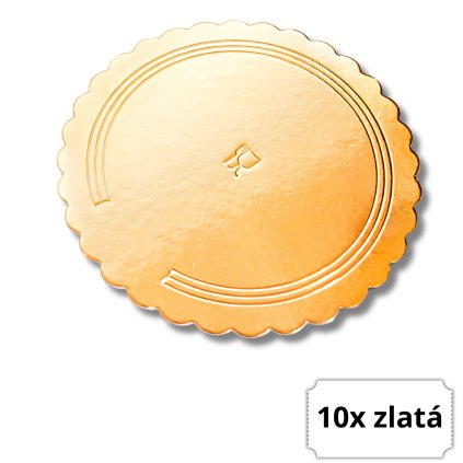Podložka dortová zlatá, průměr 32 cm - kopretina (10 ks)