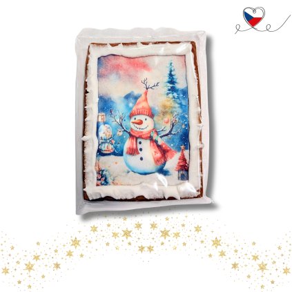 Vánoční sněhulák, perník s jedlým obrázkem 50g