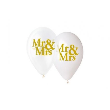 Svatební balonky s potiskem Mr a Mrs 33 cm - 5 ks  /BP