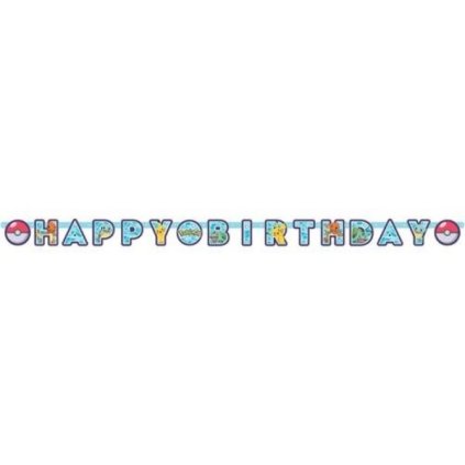 Party nápis Happy Birthday Pokemon 218 cm  /BP