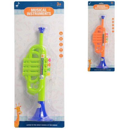 Trumpetka dětská barevná 35cm plast 2 barvy