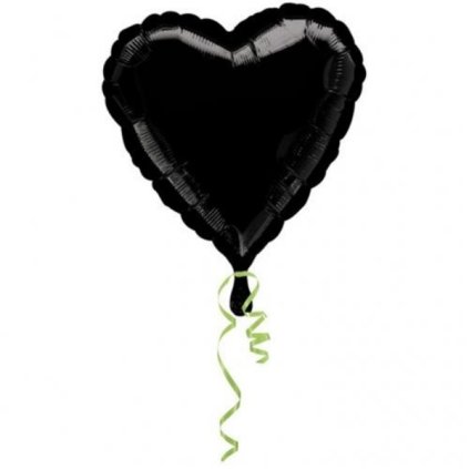 Foliový balonek srdce černé 45 cm - Nebalený  /BP