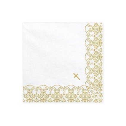 Papírové ubrousky Křtiny - zlaté ornamenty 20 ks  /BP