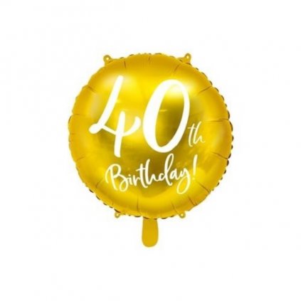 Foliový balonek zlatý - 40th Birthday - 45 cm  /BP