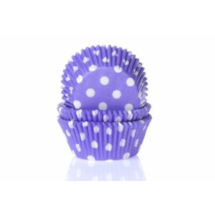 Papírový košíček na muffiny fialový puntíkovaný 50ks  | Cukrářské potřeby