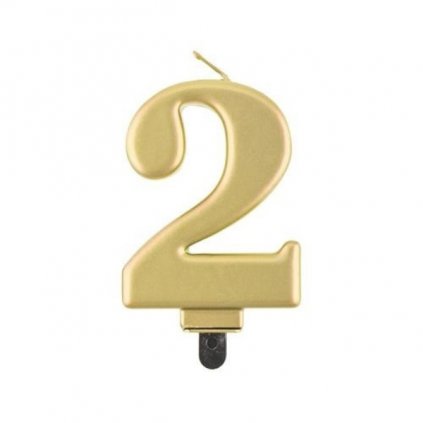 Svíčka narozeninová číslice 2 metalická zlatá 8 cm  /BP