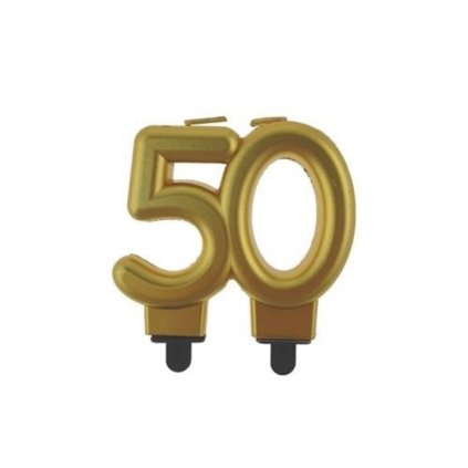 Svíčka narozeninová číslice 50 metalická zlatá 8 cm  /BP