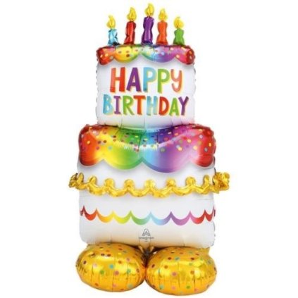 AirLoonz - stojící obří balónek Narozeninový dort 130 cm  /BP