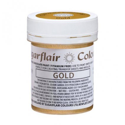 Barva na kreslení na bázi kakaového másla Sugarflair Gold (35 g) Bez E171 /D_C509T