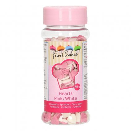 Cukrová srdíčka bílo růžová 60g - FunCakes  /O--