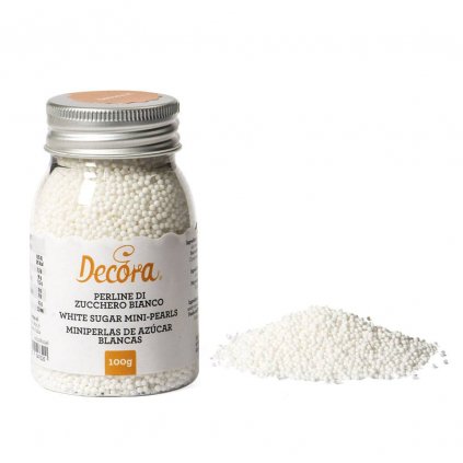 Cukrové zdobení mini perličky 1,5mm bílé 100g - Decora  | Skvělé pro Váš domácí dort