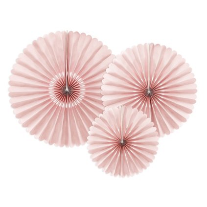 Dekorační rozety Pudrově růžové 26 až 43 cm - 3 ks  /BP