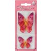 Dekorace z jedlého papíru Motýlci růžovo-červení (8 ks) /D_240006