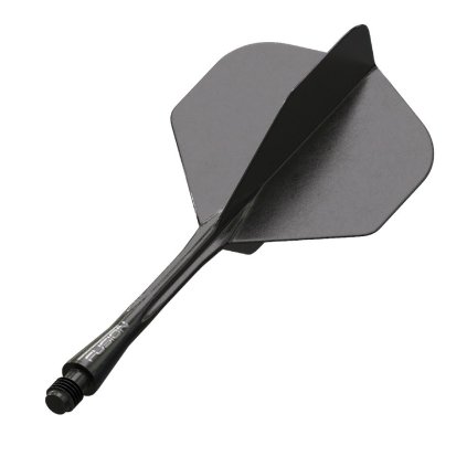 Winmau letky s násadkou Fusion čierne, štandardné letky (Dĺžka násadky 22 mm)