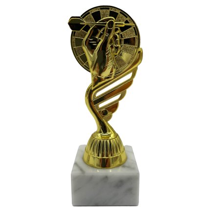 Šípkarská trofej terč a ruka so šípkou 16cm, zlatá
