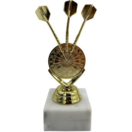 Šípkarská trofej terč a 3 šípky 15cm, zlatá