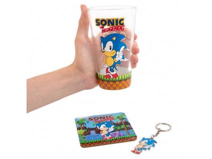 111017 sonic the hedgehog keyring glass and coaster set classic