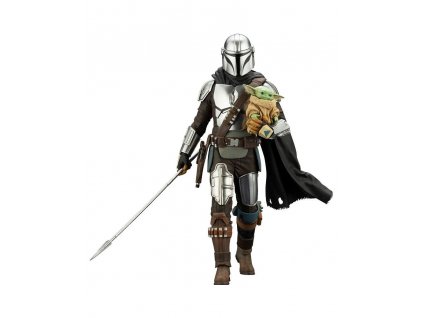 Star Wars The Mandalorian ARTFX soška Mandalorian & Grogu with Beskar Staff (1)