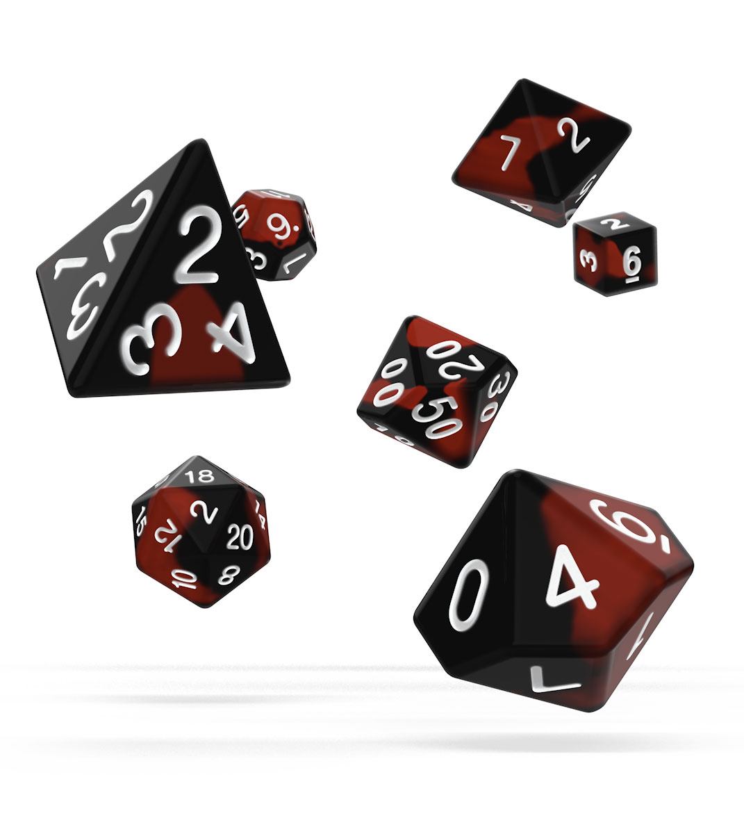 Oakie Doakie Dice - kostky - RPG Set Glow in the Dark - Lava (7 ks)