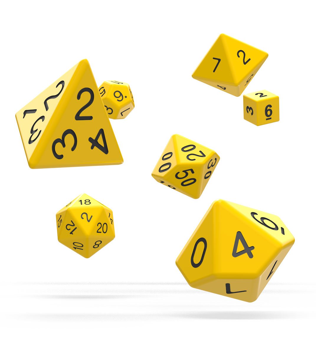Oakie Doakie Dice - kostky - RPG Set Solid - Yellow (7 ks)