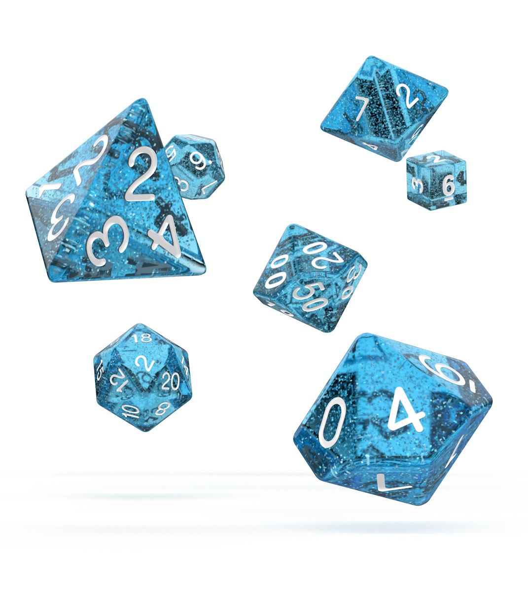 Oakie Doakie Dice - kostky - RPG Set Speckled - Light Blue (7 ks)