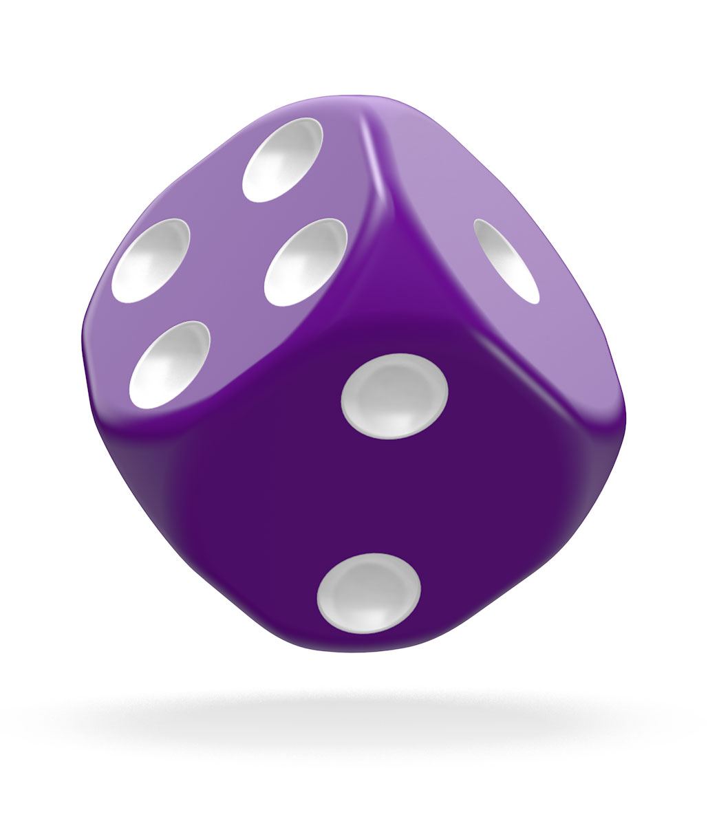 Oakie Doakie Dice D6 Dice 16 mm Neprůhledná - Fialová