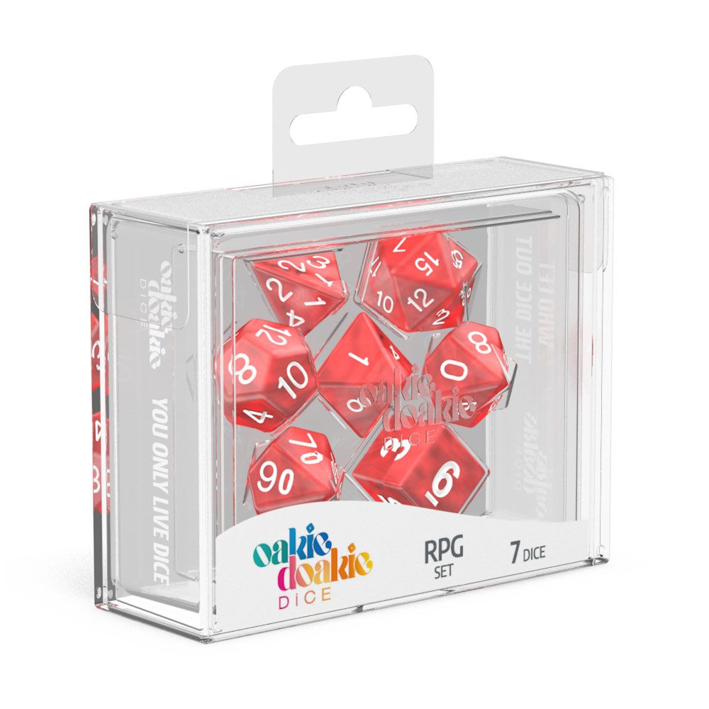 Oakie Doakie Dice RPG Set Marble - Red (sada 7 kostiček)
