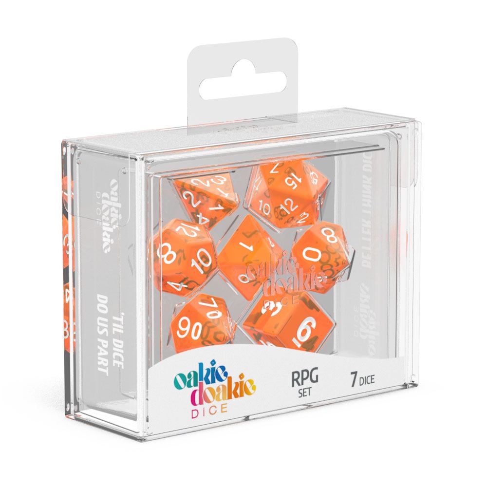 Oakie Doakie Dice RPG Set Translucent - Orange (sada 7 kostiček)
