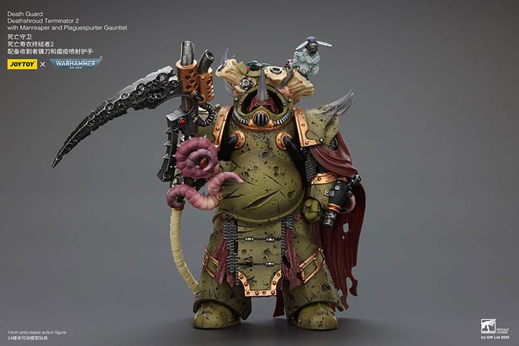 Joy Toy (CN) Warhammer 40k akční figurka 1/18 Death Guard Deathshroud Terminator 2 with Manreaper and Plaguespurter Gauntlet 14 cm