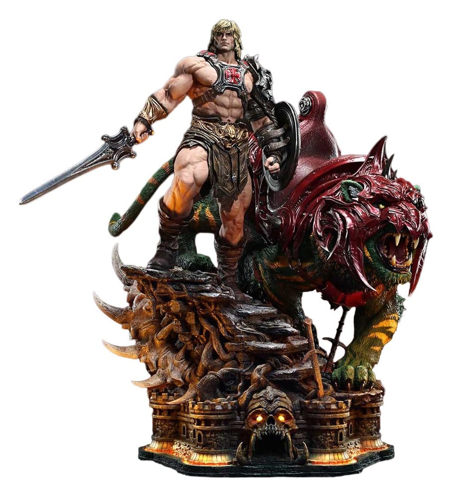 Prime 1 Studio Masters of the Universe Real Elite Masterline Series soška 1/4 He-Man & Battle Cat 86 cm