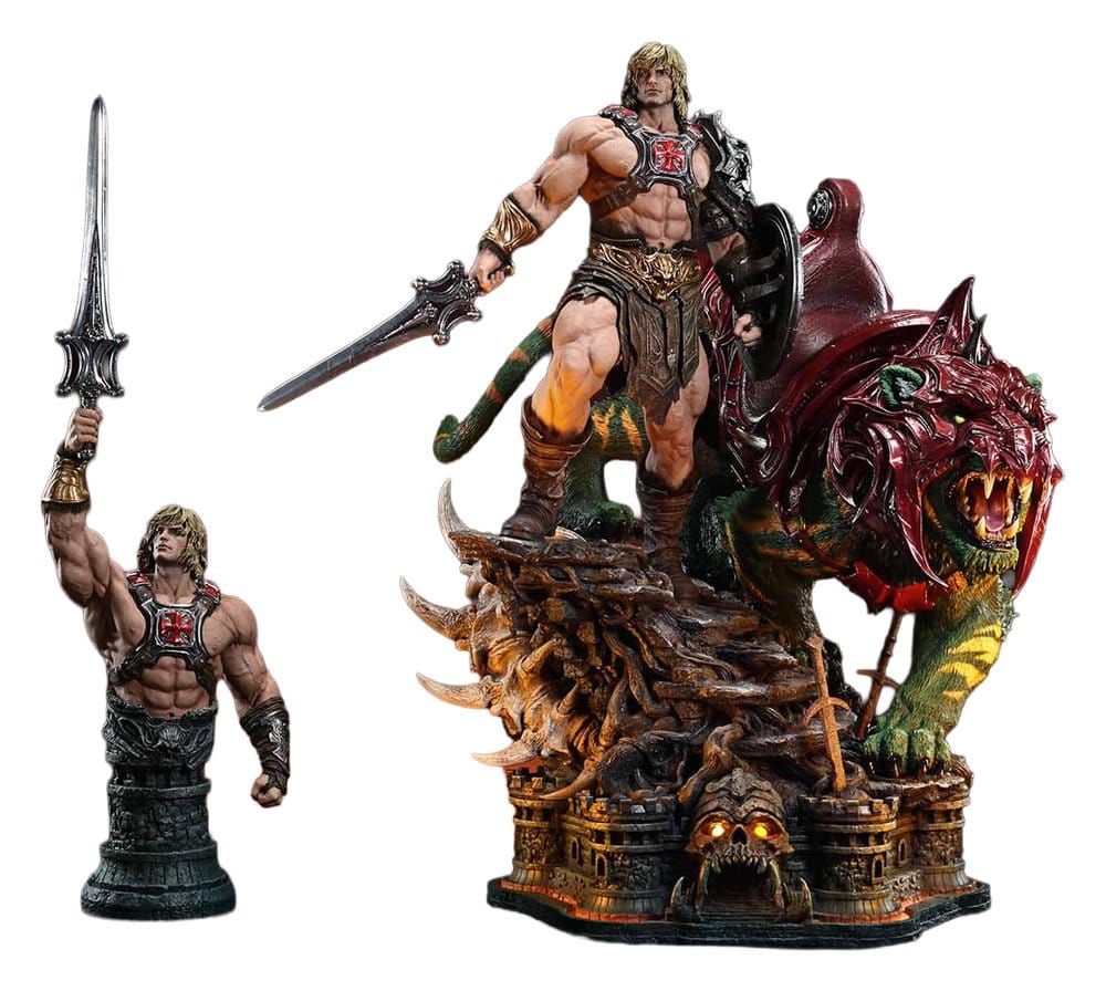 Prime 1 Studio Masters of the Universe Real Elite Masterline Series soška 1/4 He-Man & Battle Cat Ultimate Version 86 cm